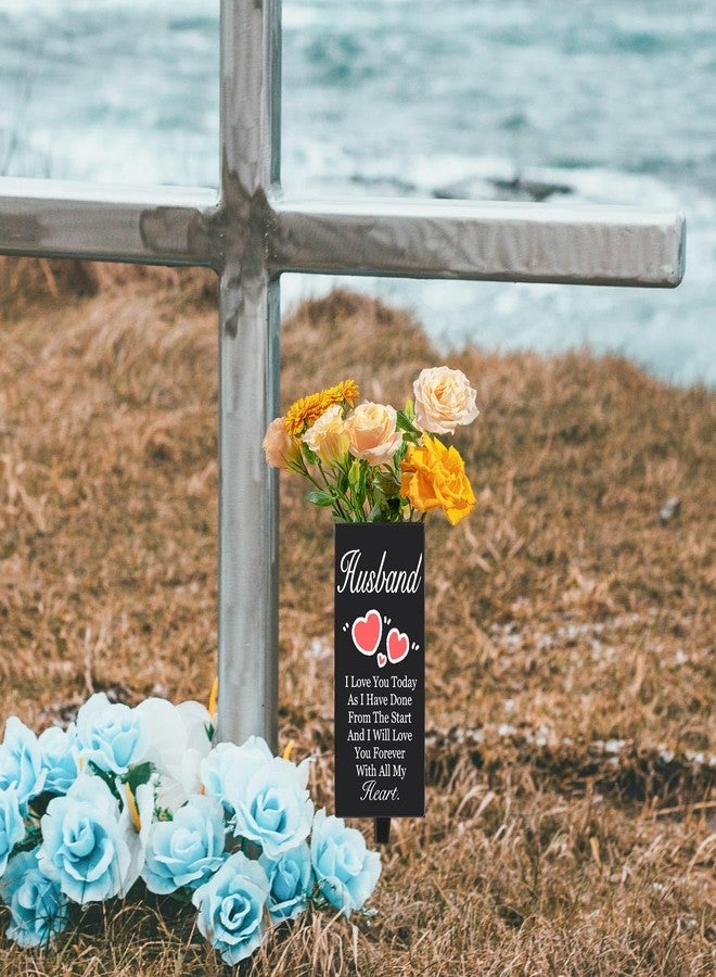 Oooct Husband Cemetery Vases for Grave, Metal Cemetery Grave Flower Vase with Stake, Husband Grave Cemetery Decorations, Metal Memorial Grave Markers, Graveside Decor Sign for Grave Outdoor Yard - Image 3